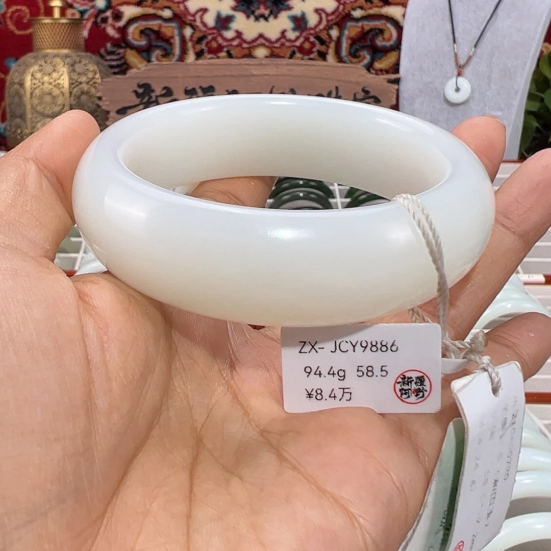 和田玉未镶嵌手镯天然新疆羊脂白玉女士和田玉手镯