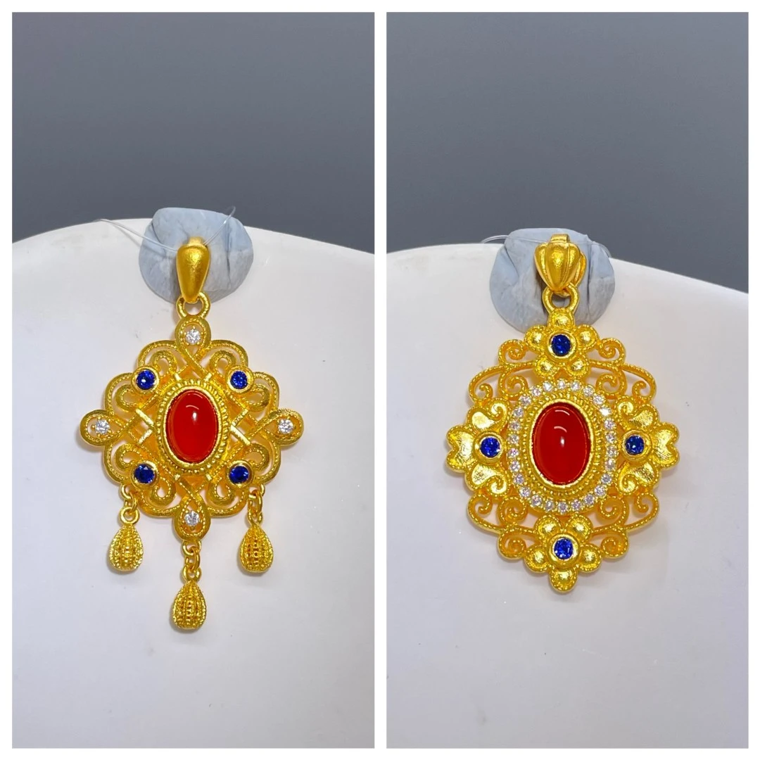 【618钜惠】凤华—足金999黄金镶嵌吊坠6.25-6.01-2.76克净金重