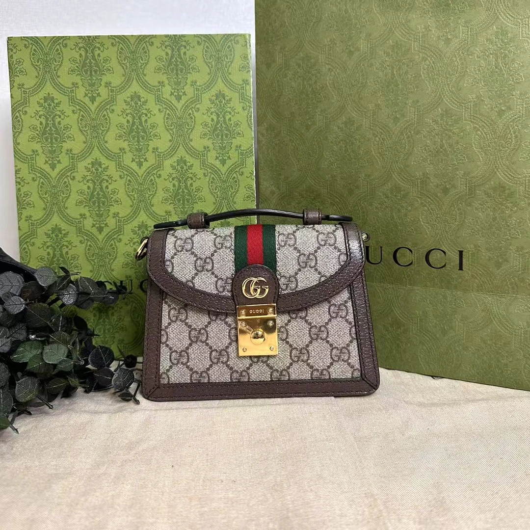 未使用 GUCCI/古驰 99新壹所奢品/GUCCI OP邮差mini  单肩斜挎 敏
