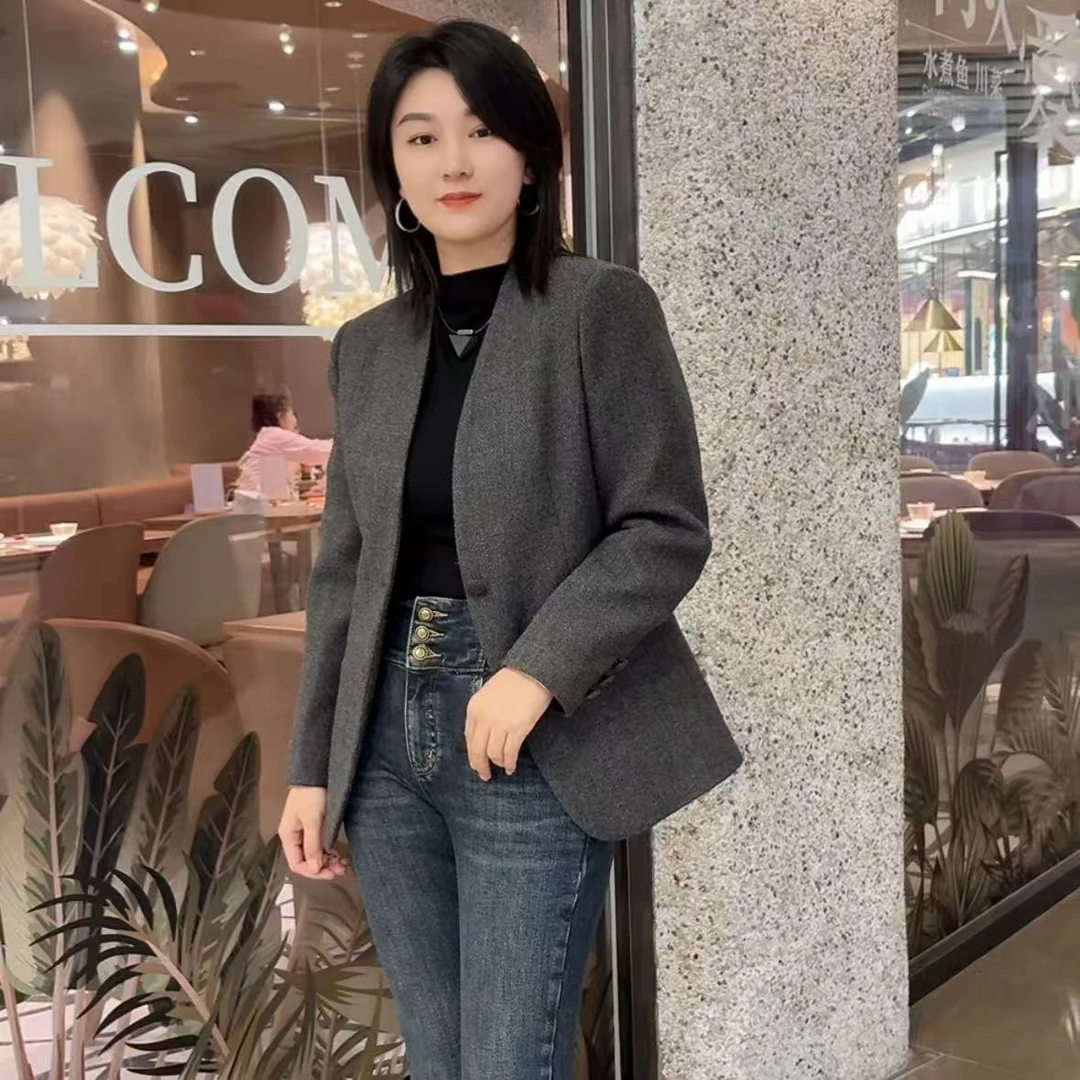 906款无领美格尼西服外套（衣长65）卡码拍小