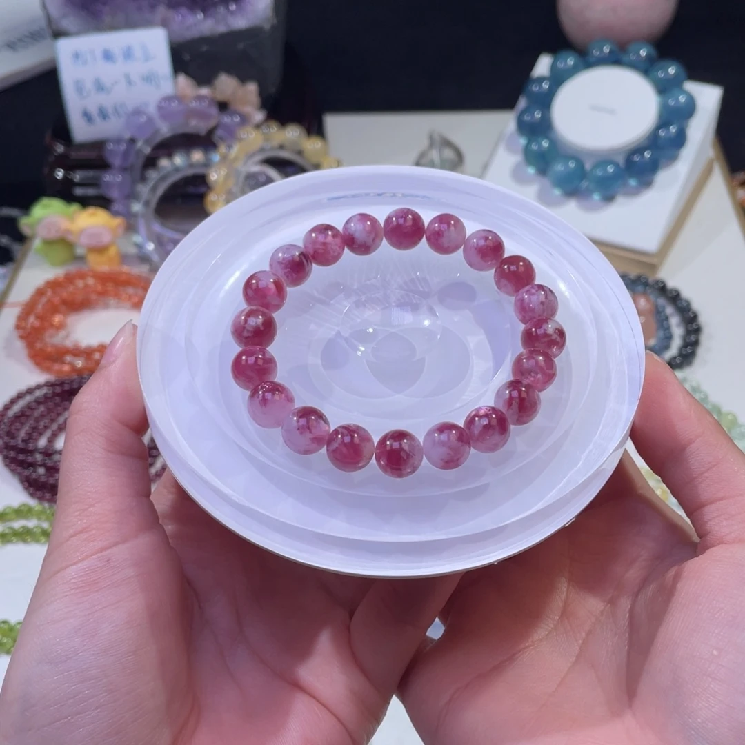 未镶嵌手链水晶乌梅子酱粉祖母9+