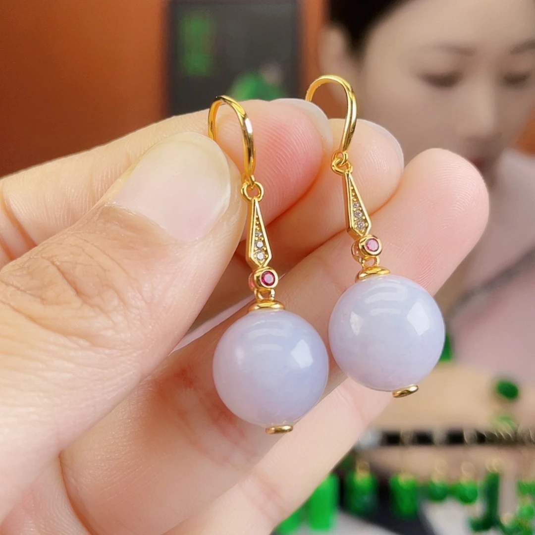 翡翠银S925镶嵌耳饰