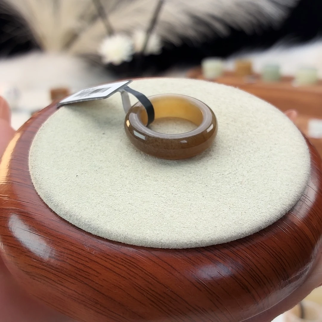 和田玉未镶嵌戒指渐变糖色轮胎17.45mmj79