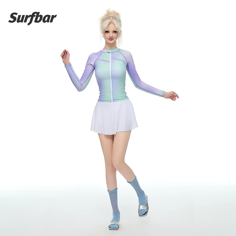 长袖游泳衣分体泡温泉保暖保守防晒速干潜水服女浮潜水母衣冲浪服