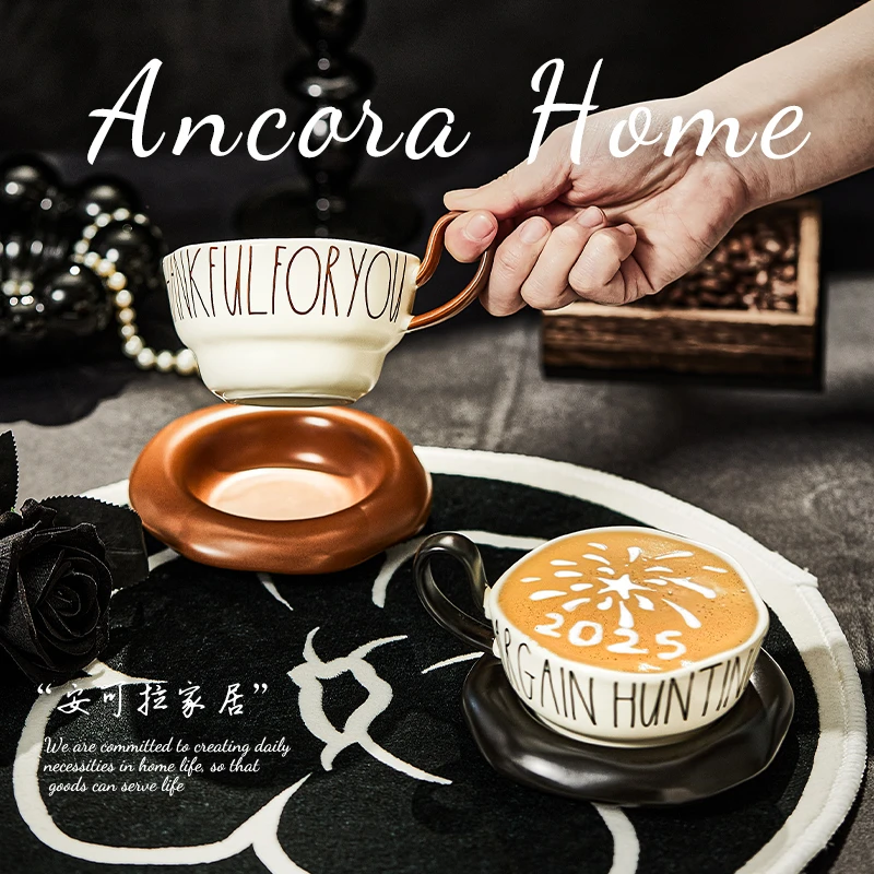 ins风女生陶瓷杯子高级感咖啡杯碟套装家用早餐杯下午茶杯喝水杯