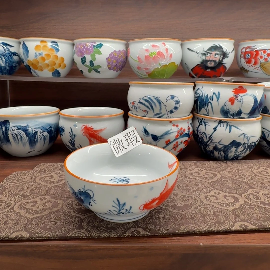 釉下手绘茶具微瑕