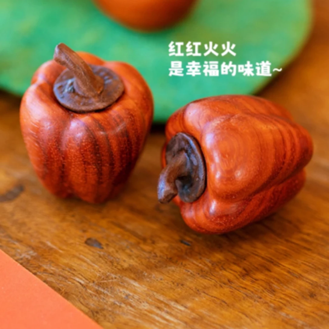 红红火火 实木辣椒家居办公室摆件茶道茶宠