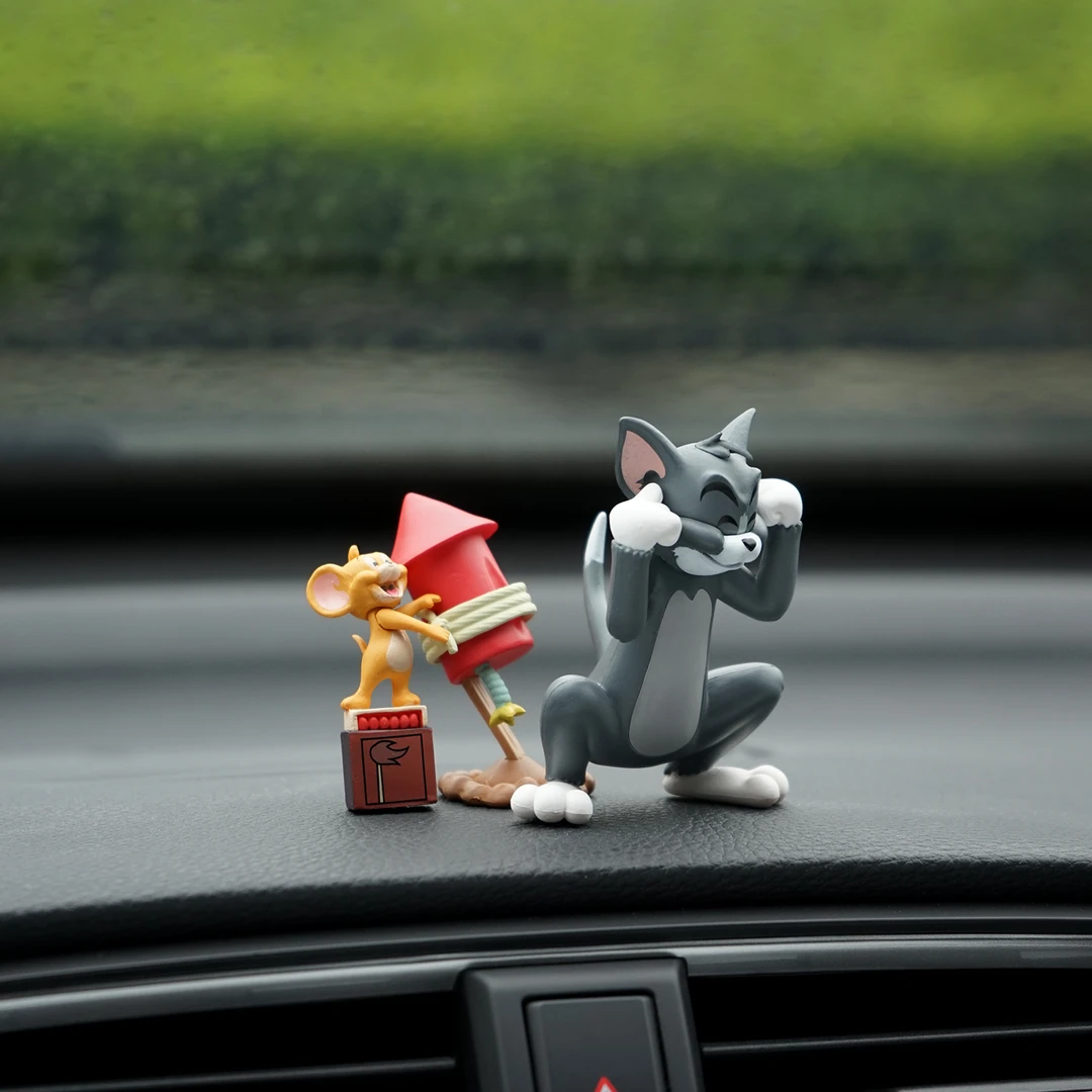 火箭汤姆和杰瑞|汽车小摆件迷你可爱猫和老鼠公仔车载车内装饰品