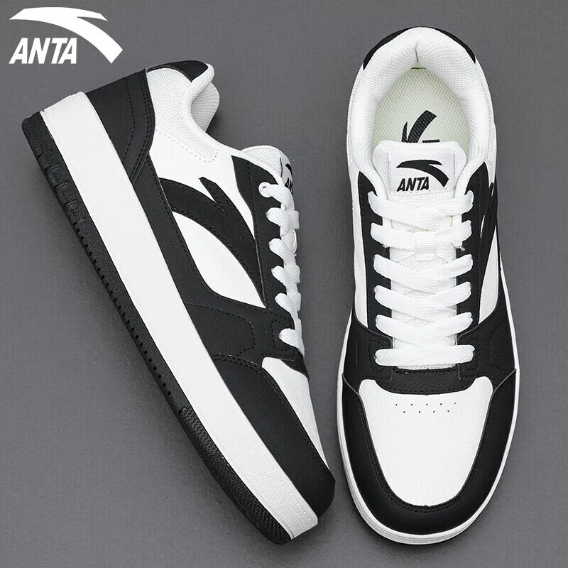 安踏男鞋低帮板鞋秋冬季黑色休闲鞋复古滑板鞋学生韩版运动鞋子男