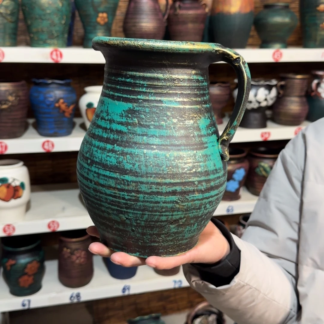 红陶红陶浮雕花盆炸炸炸