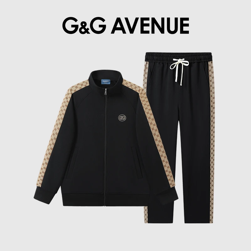 法国G&G AVENUE男士套装爆款2025新款潮流男装夹克休闲裤一整套