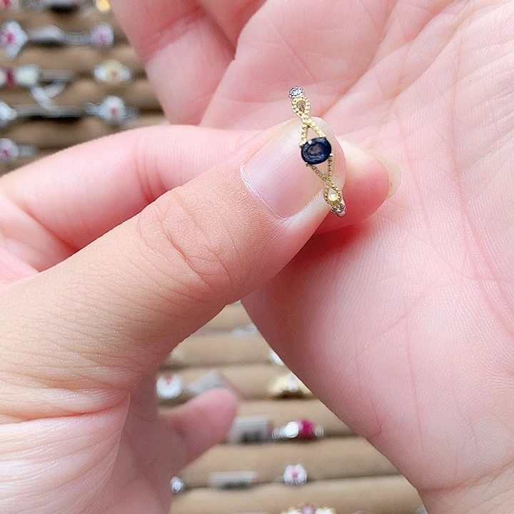 戒指蓝宝石银S925镶嵌