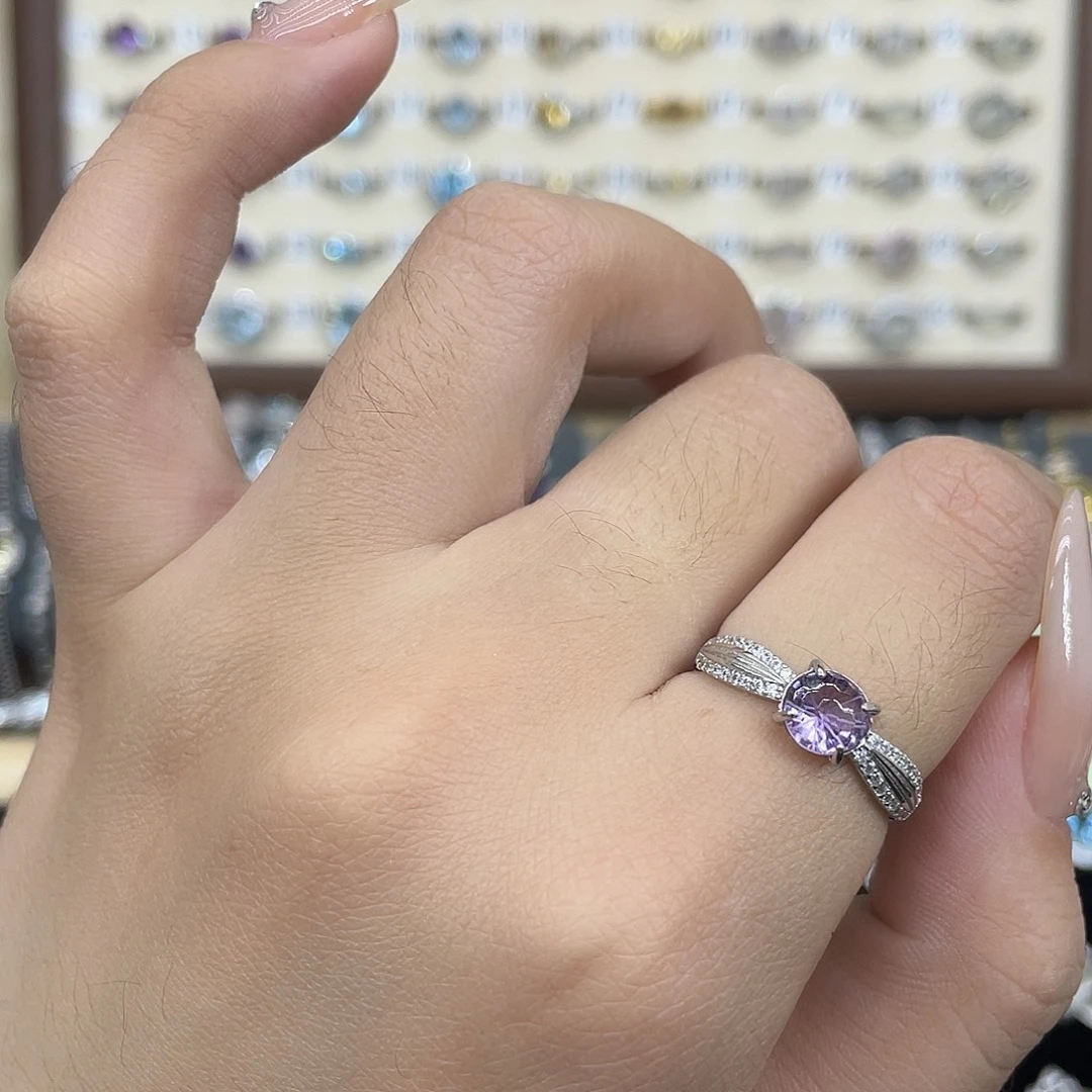 紫晶戒指银S925镶嵌