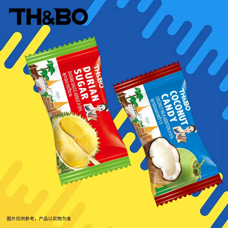 TH&BO泰国进口椰子糖榴莲糖糖果多种口味混合装软糖解馋休闲零食