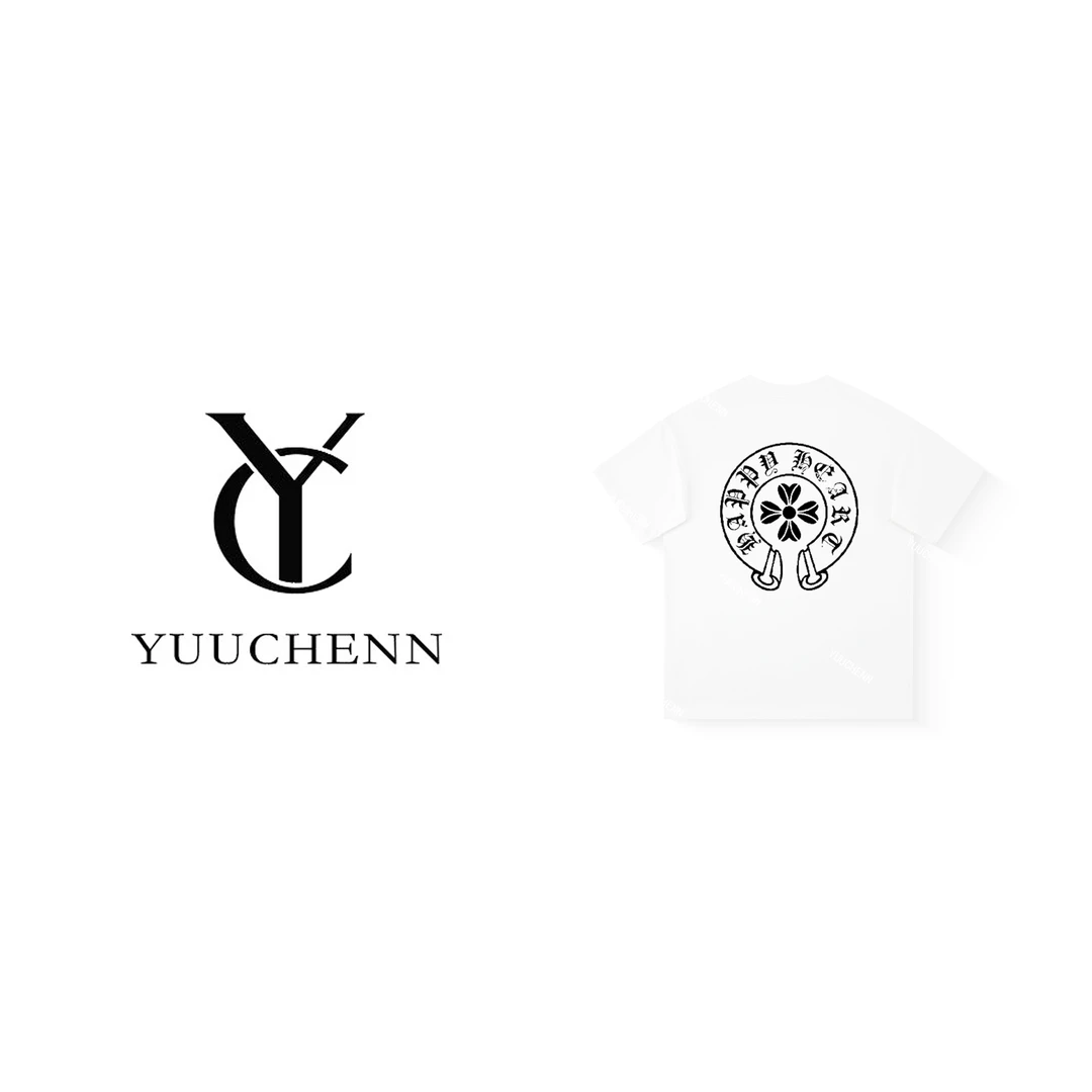 YUUCHENN/查尔斯桃心 印花纯棉短袖圆领T恤男女同款情侣百搭时尚