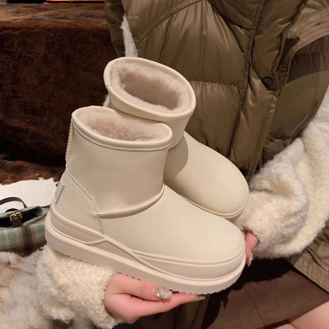 冬季经典甜味~ 加绒厚底白色雪地靴女东北大棉鞋棉靴226-2796/A17