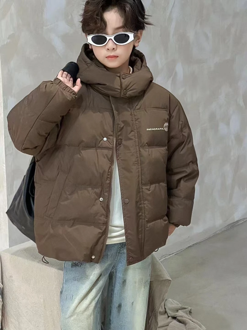 （高档白鸭绒）男童休闲连帽羽绒服加厚韩版冬季外套地球款