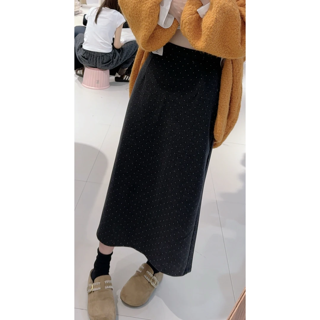 1023半松紧厚料波点半身裙