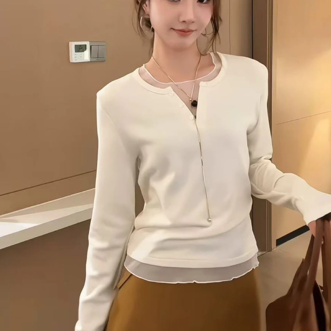 【海南肉丝】8880假两件拼接修身上衣