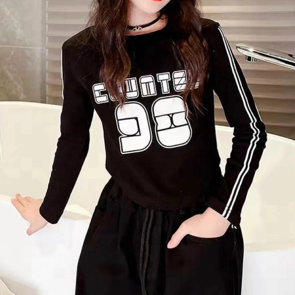 女童长袖打底衫2025春秋季新款炸街辣妹打底中大童上衣女孩洋气