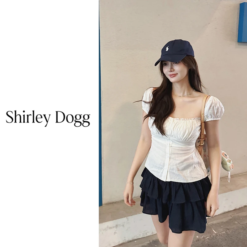 汤元家sd气质方领短袖上衣