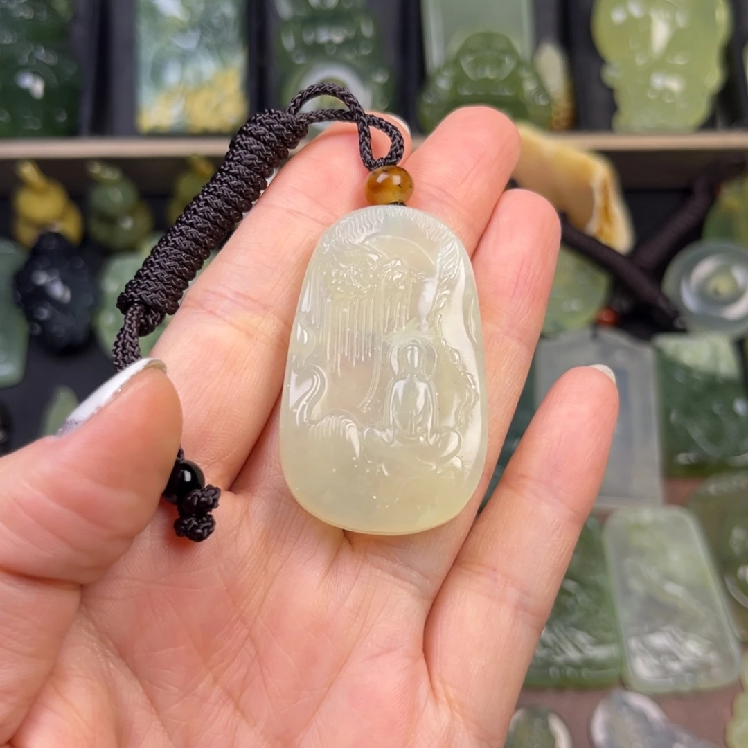 蛇纹石玉未镶嵌吊坠(赠链)