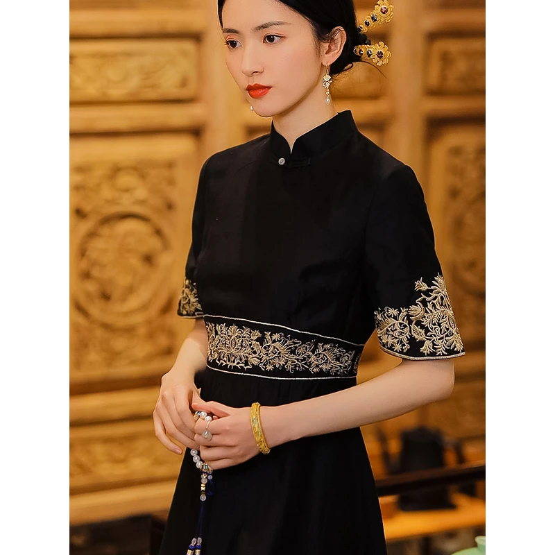 复古日记"琉璃"中国风改良旗袍新款显瘦连衣裙中式女长裙3201202