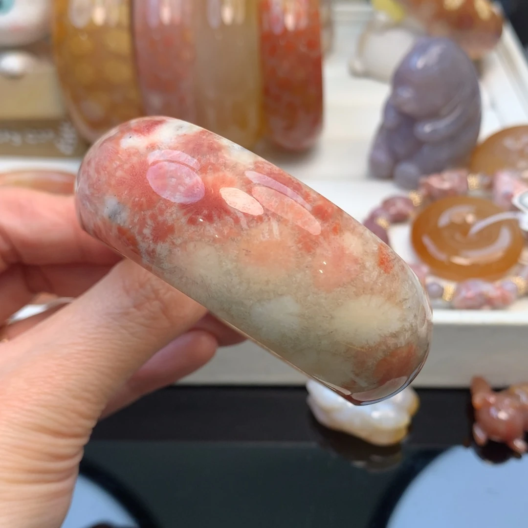 硅化珊瑚（珊瑚玉）手镯未镶嵌56口