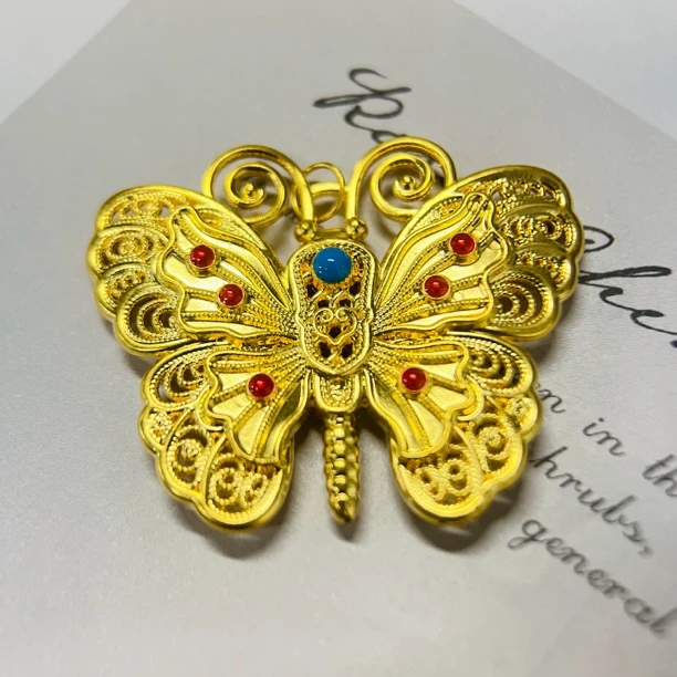 足金饰品/珐琅蝴蝶吊坠/1.72/1B5C1949/k