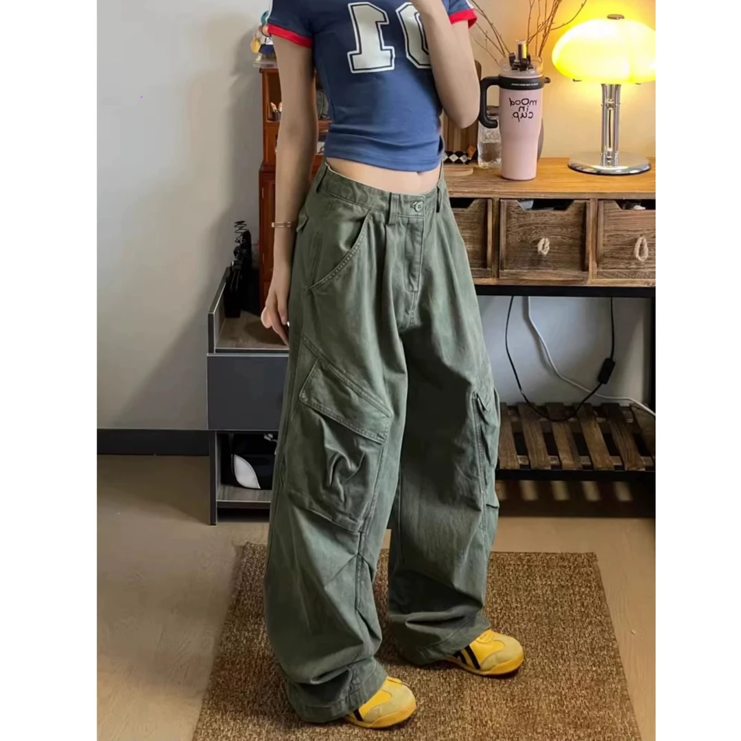 夏季薄款工装裤男女同款美式复古棉质春季新款宽松直筒阔腿休闲