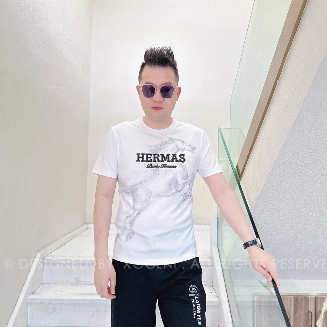 夏季款NL一匹飞奔的马男士品质高端轻奢洋气时尚潮牌短袖t恤