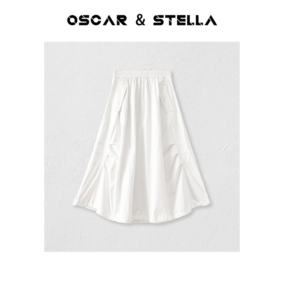 OSCAR&STELLA【雪杉】舒适百搭显瘦简约纯色休闲半身裙332-6689
