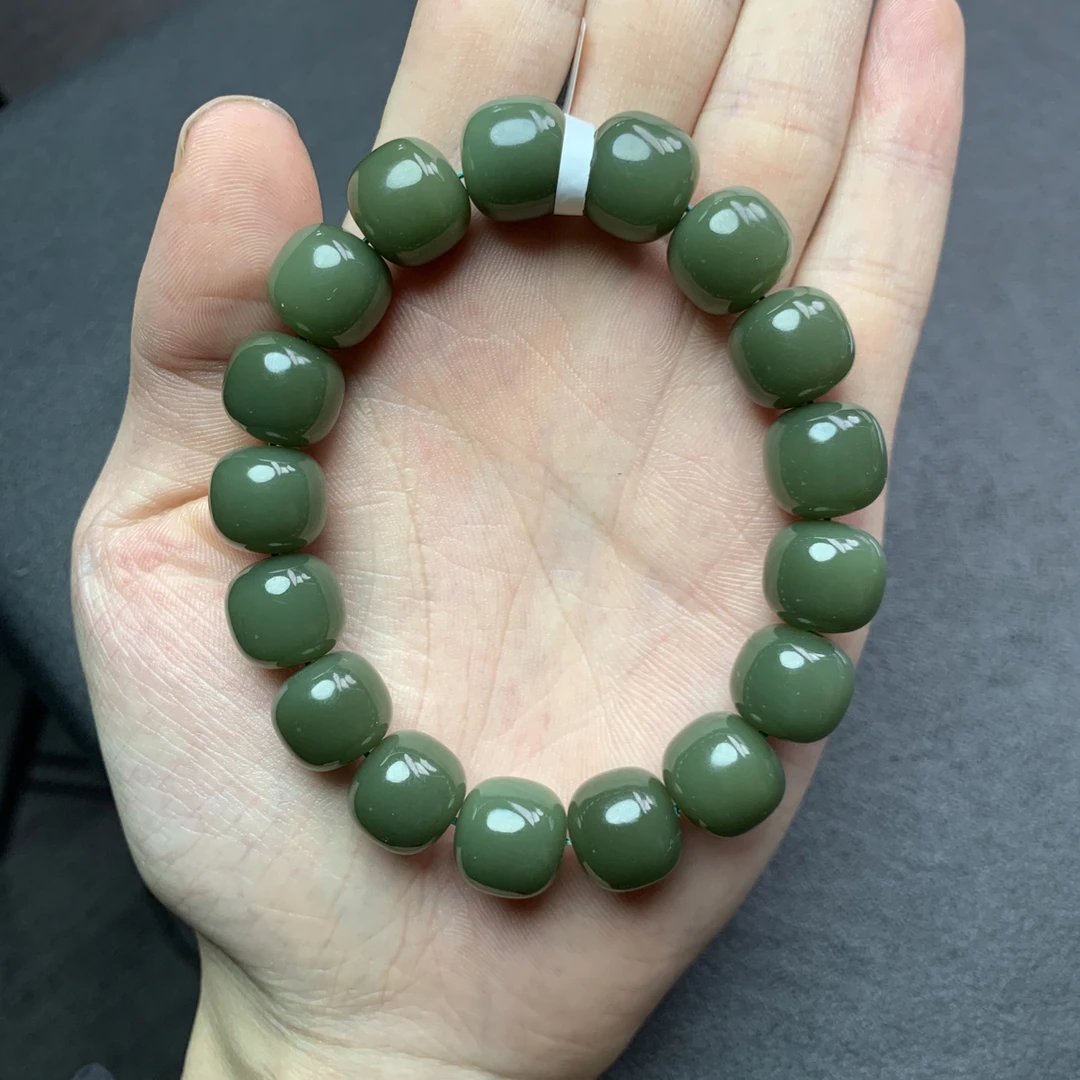 新疆和田玉豆青老型手串 12x13 T