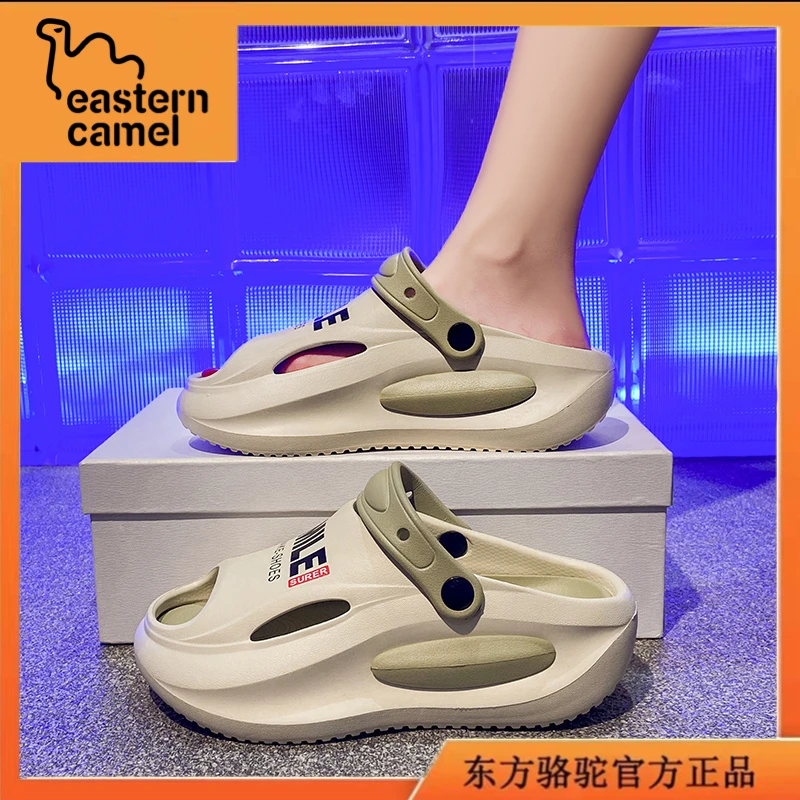 东方骆驼凉鞋女款2025夏季时尚休闲百搭沙滩鞋女士厚底防滑凉拖鞋