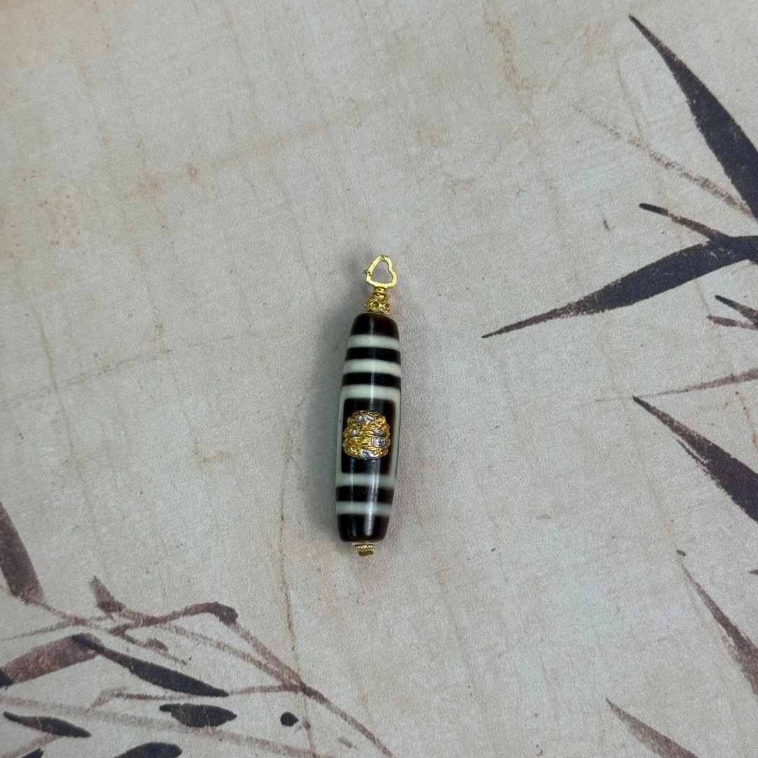 【不二】二眼天珠DIY貔貅吊坠（金）