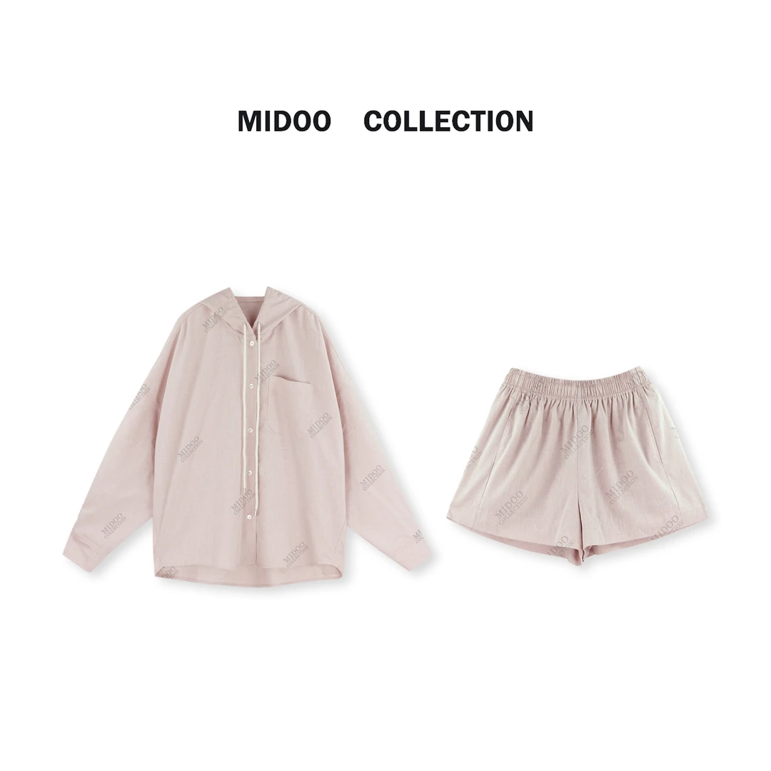 MIDOO ‘闲暇时光’亚麻混纺慵懒风显瘦休闲套装