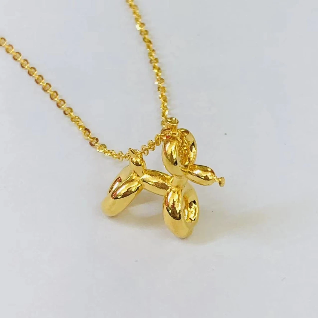 黄金足金999时尚气泡狗套链项链