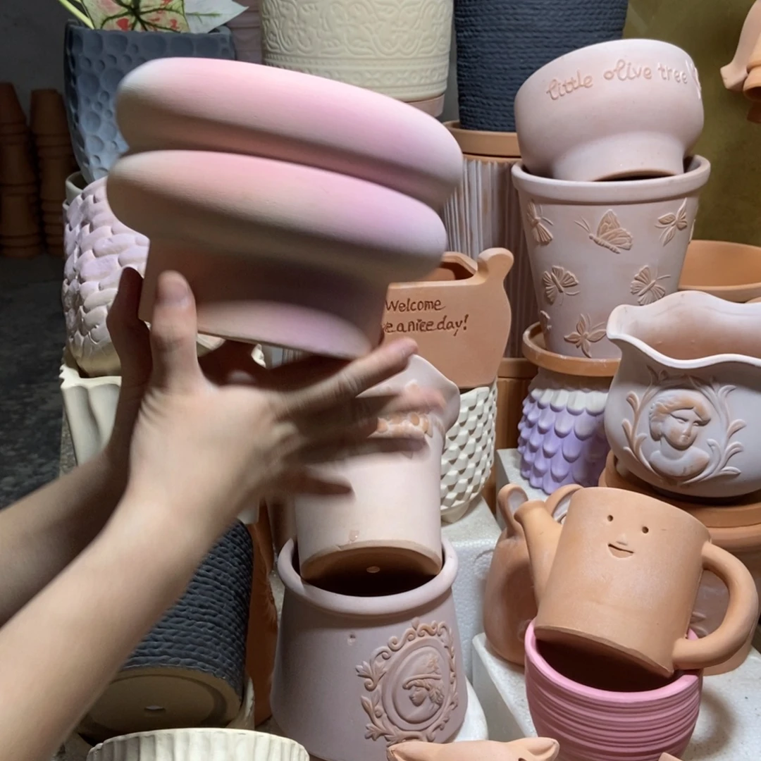 17×12炫彩粉甜甜圈 粗陶1个