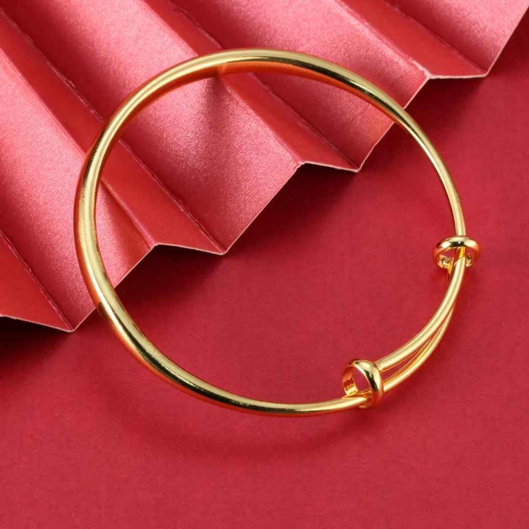 合金手镯 【金店同款】传承实心光面推拉手镯