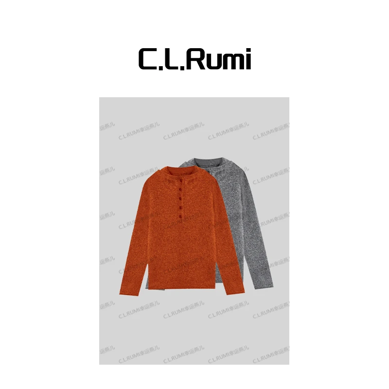 【rumi小店】“云间”25秋冬经典高克重半扣连帽针织羊毛衫7182my