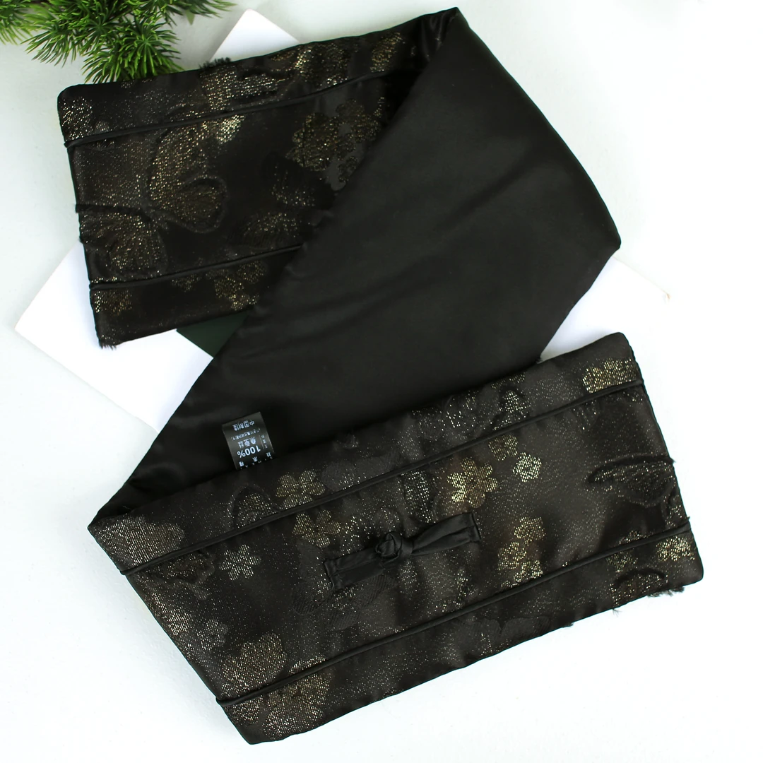 中式盘扣套头围脖真丝桑蚕丝黑色国风护颈新年红色围巾丝巾送妈妈