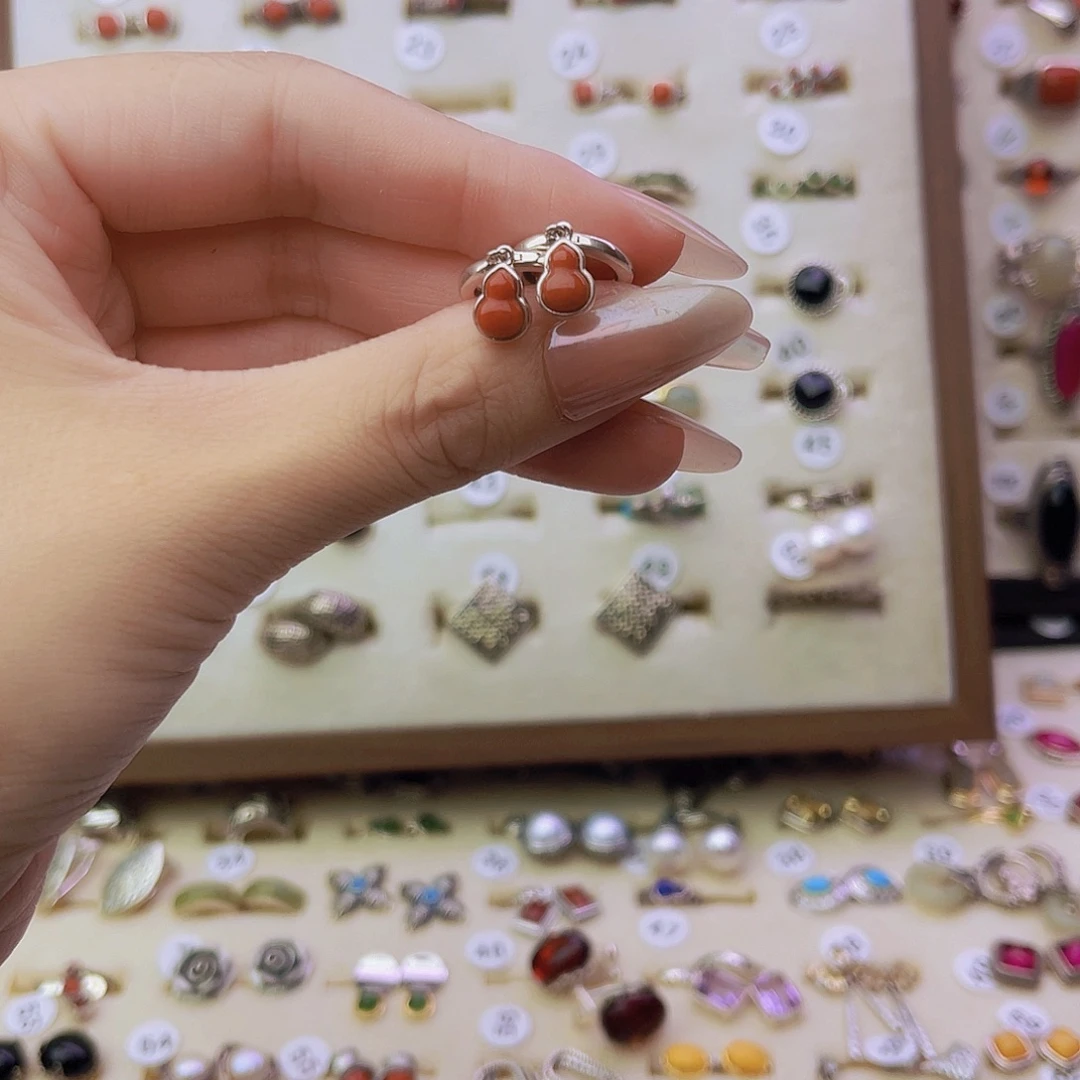 南红玛瑙银S925镶嵌戒圈