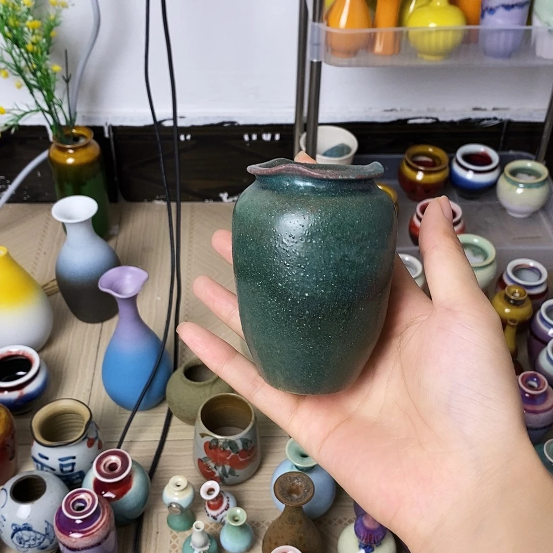 摆件巴掌大景德镇高温陶瓷小花器