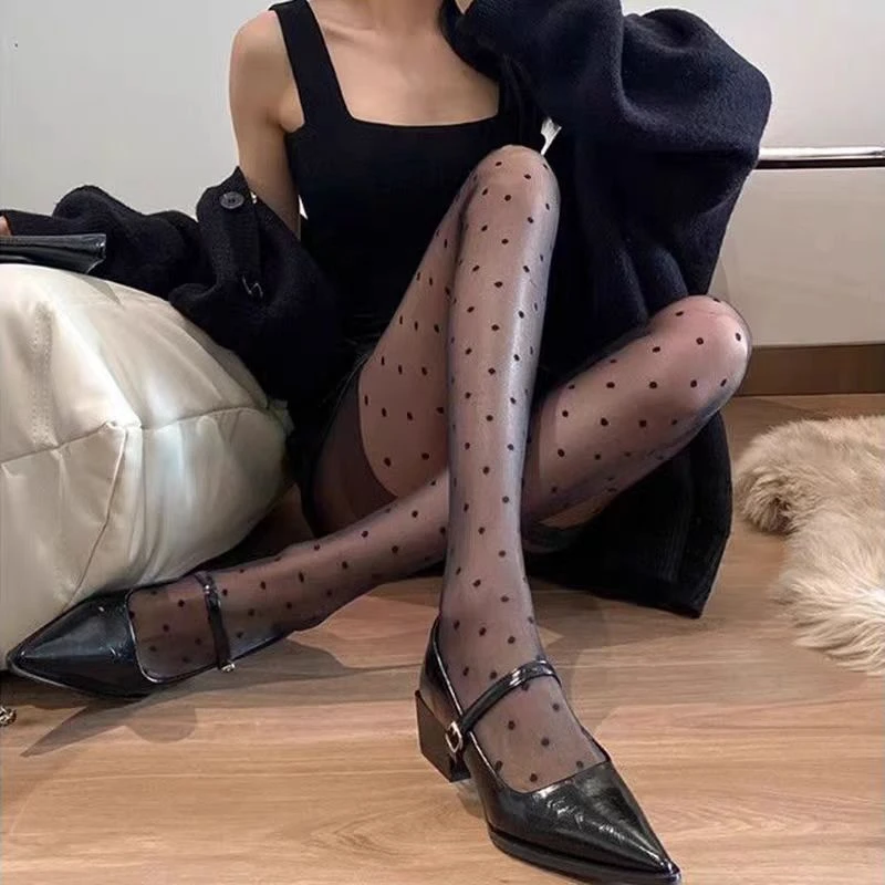 (6双发)小波点黑丝性感纯欲透气连裤袜R0169(3楼后)
