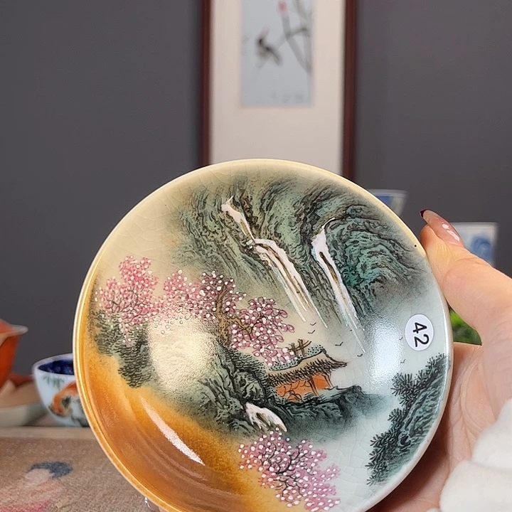 摆件景德柴烧茶杯多人