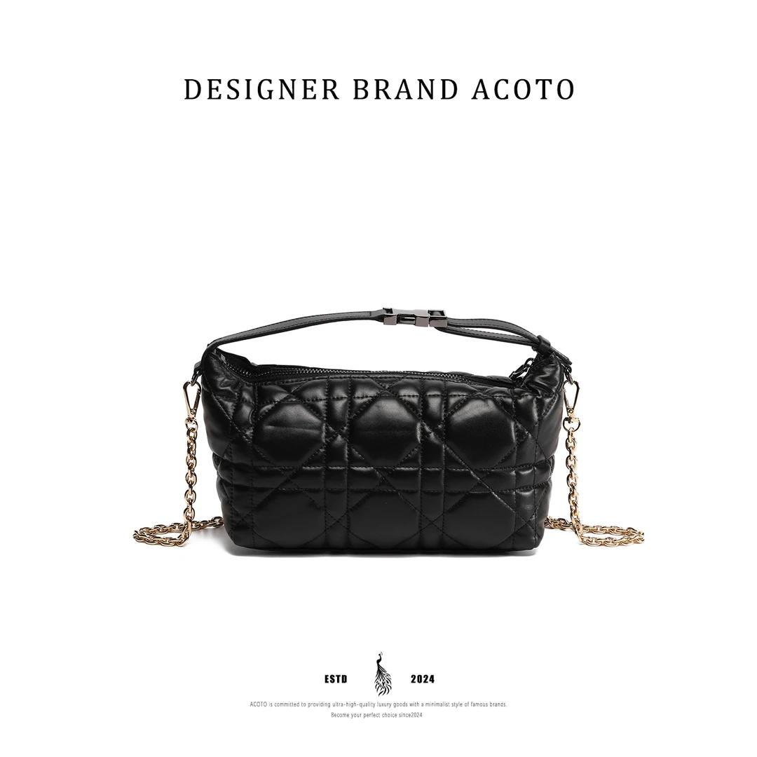 Acoto&藤格纹时尚百搭单肩斜挎手拿饭盒包A09