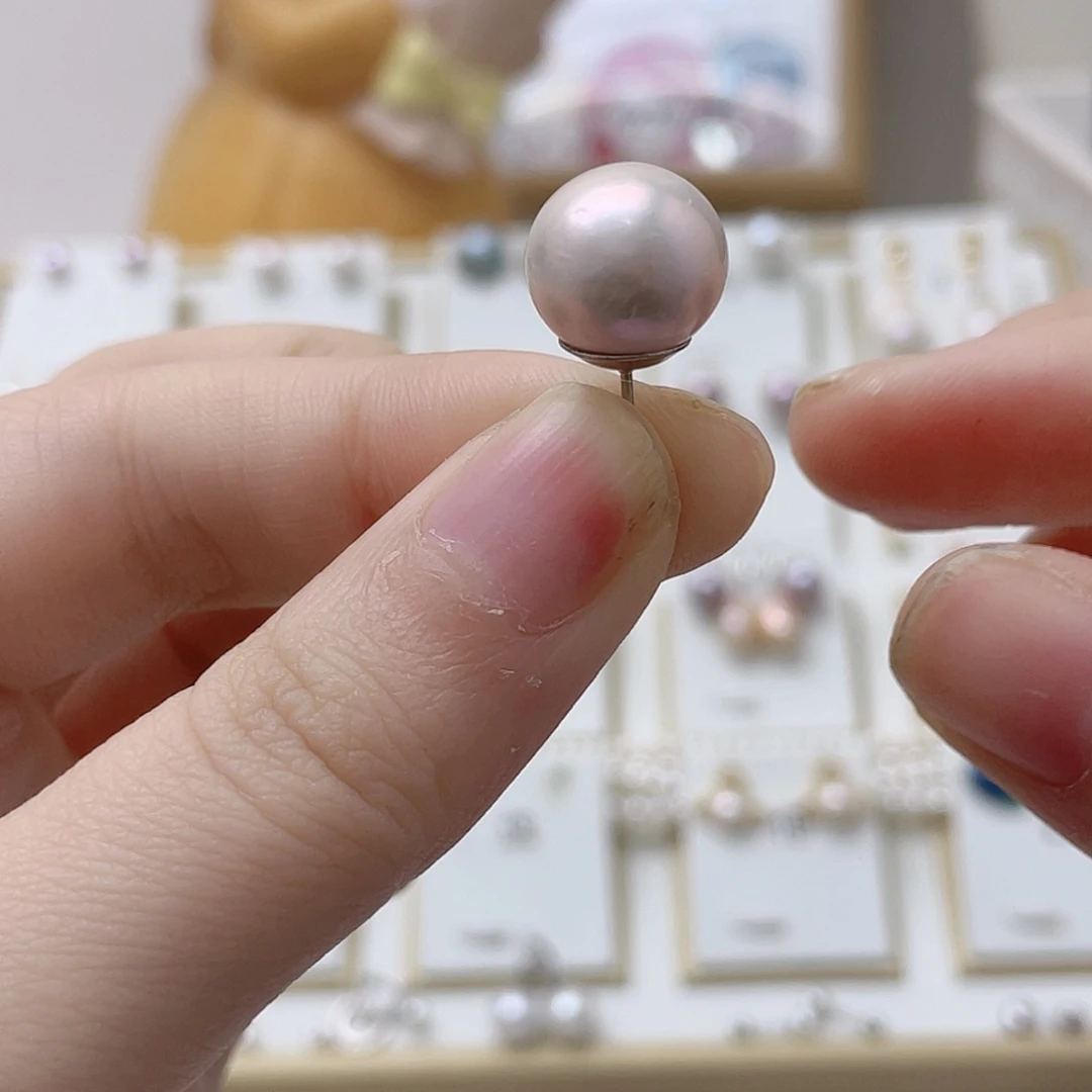 沉***沫银S925镶嵌耳饰淡水珍珠