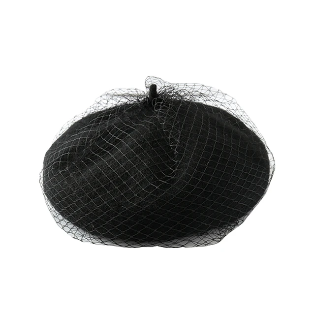 秋冬季蕾丝蓓蕾帽子英伦覆古画家帽羊毛呢优雅百搭网纱贝雷帽女潮