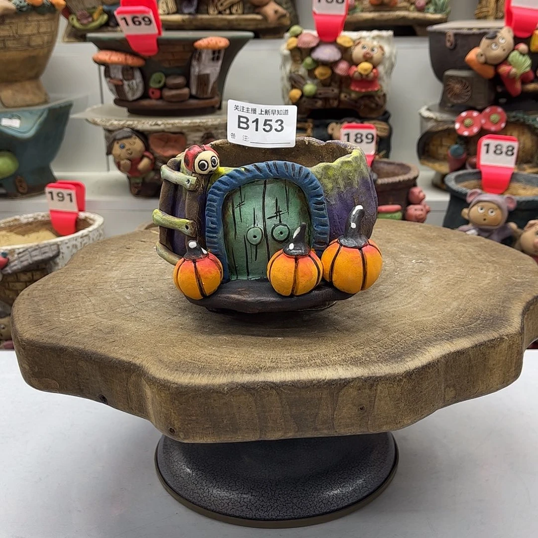 花盆153白狐花盆手捏