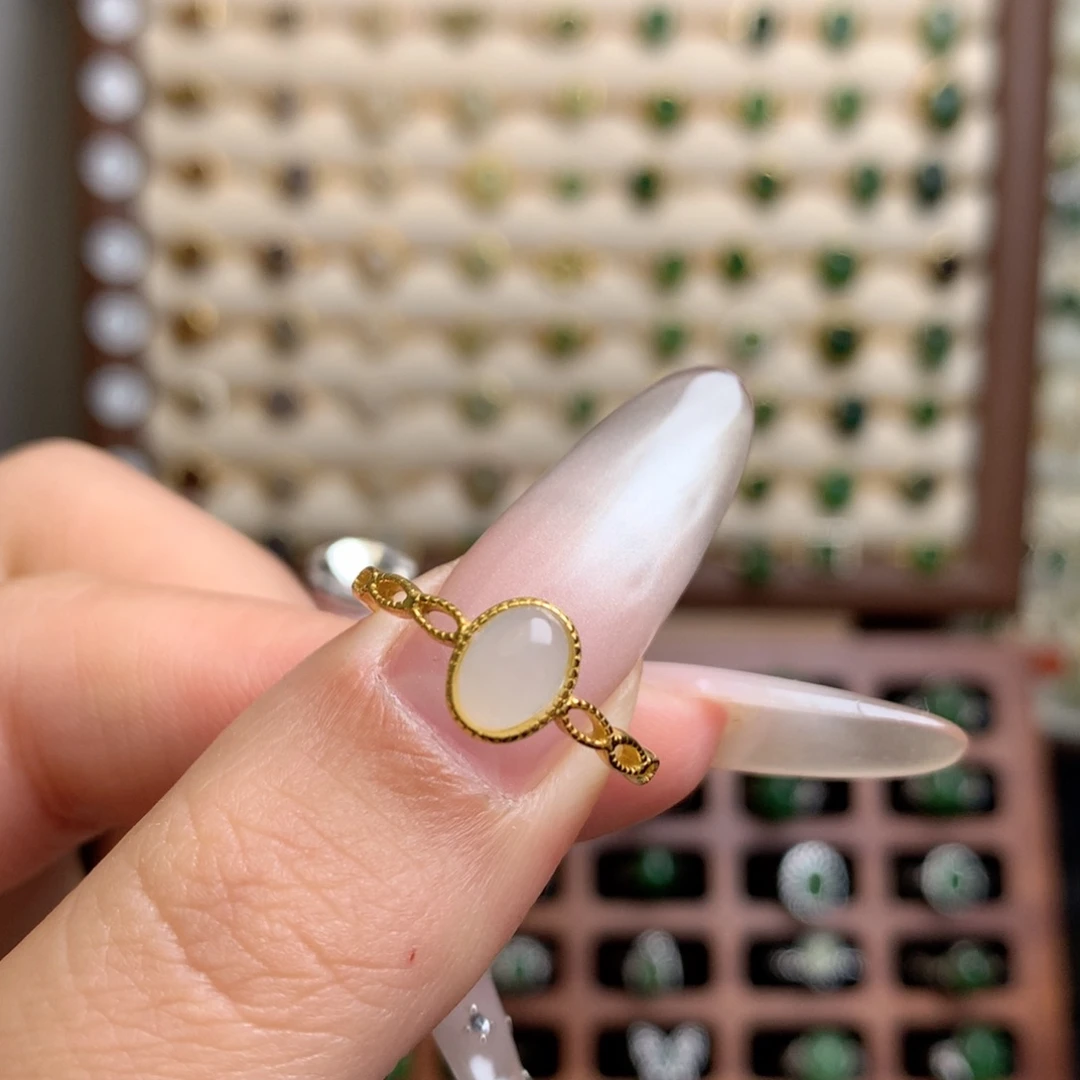 和田玉银S925镶嵌戒指